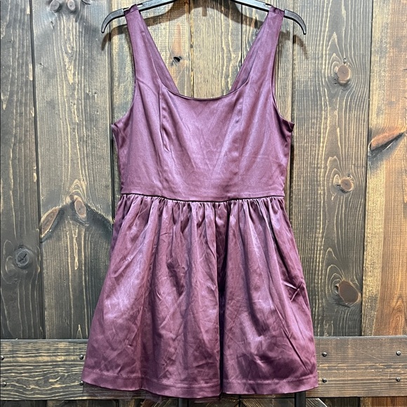 Forever 21 Fit & Flare Mini Dress Purple L Eggplant Bow Girly Y2K Party NWT - Picture 1 of 15